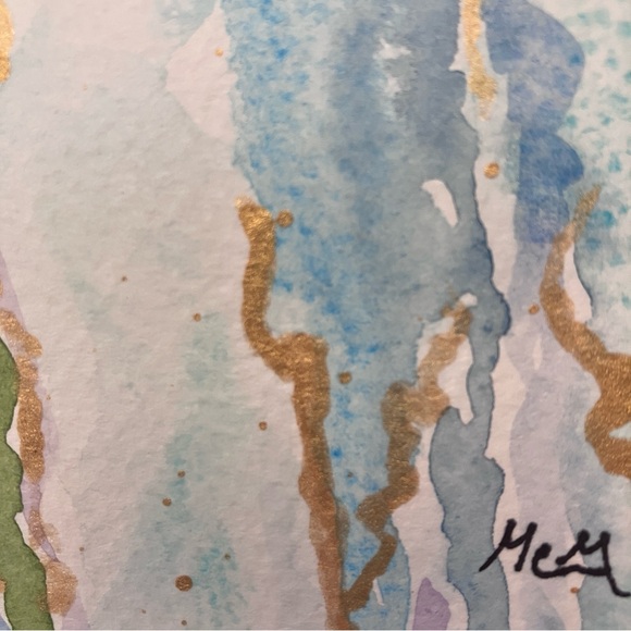 Abstract Waterfall Original Art Watercolor Landscape Painting - Picture 9 of 16